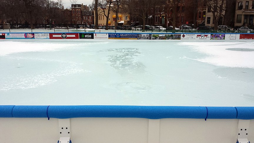 A photo shows the damage caused to the Wicker ICE rink by trespassers on New Year's Eve. (Courtesy of the Wicker ICE Committee)