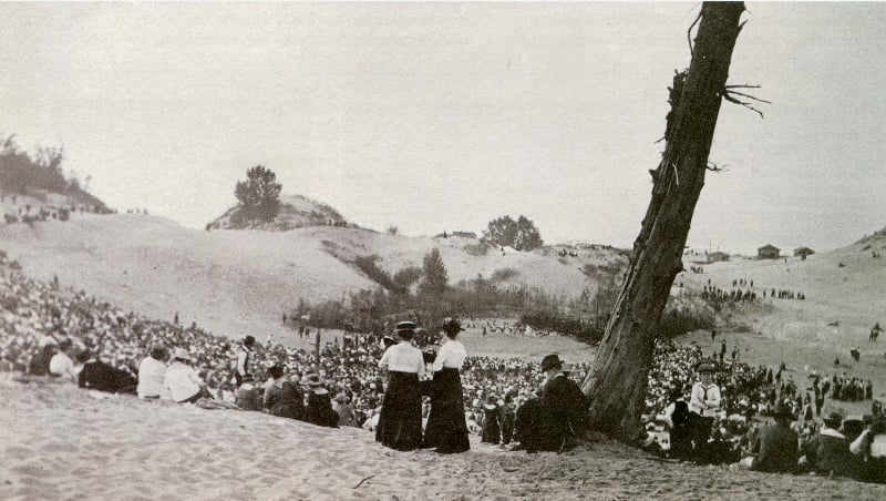 Dunes Pageant, June 3, 1917. (Photo, Paul B. Dudley) In this photo, Frank Dudley sits just underneath the tree.
