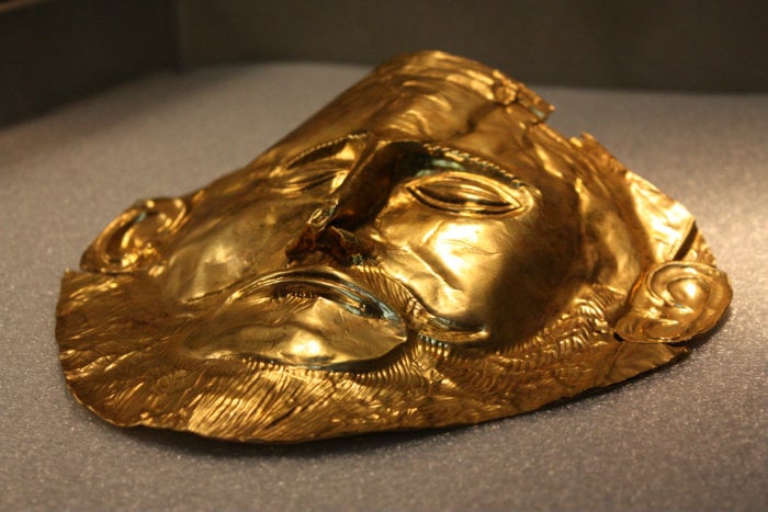 One of two existing reproductions of the Mask of Agamemnon, originally discovered in 1876. (Chloe Riley)