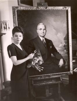 Greta Kempton with her portrait of President Harry Truman; courtesy of the Kempton Foundation