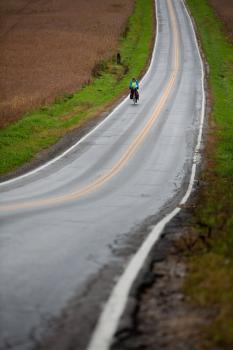 Weber riding through Ohio; photo by Marcus Yam