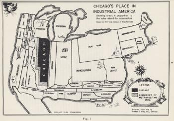 Chicago’s place in industrial America, 1952; courtesy of Chicago History Museum