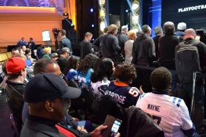Mother’s row: Reggie Wayne’s mother joins other NFL players’ mothers in front row seats at the draft.