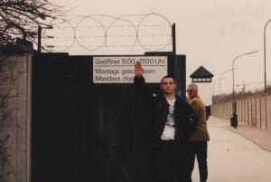 Christian Picciolini in front of Dauchau concentration camp.