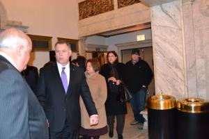 Supt. Garry McCarthy leaving the theater after seeing himself on the big screen