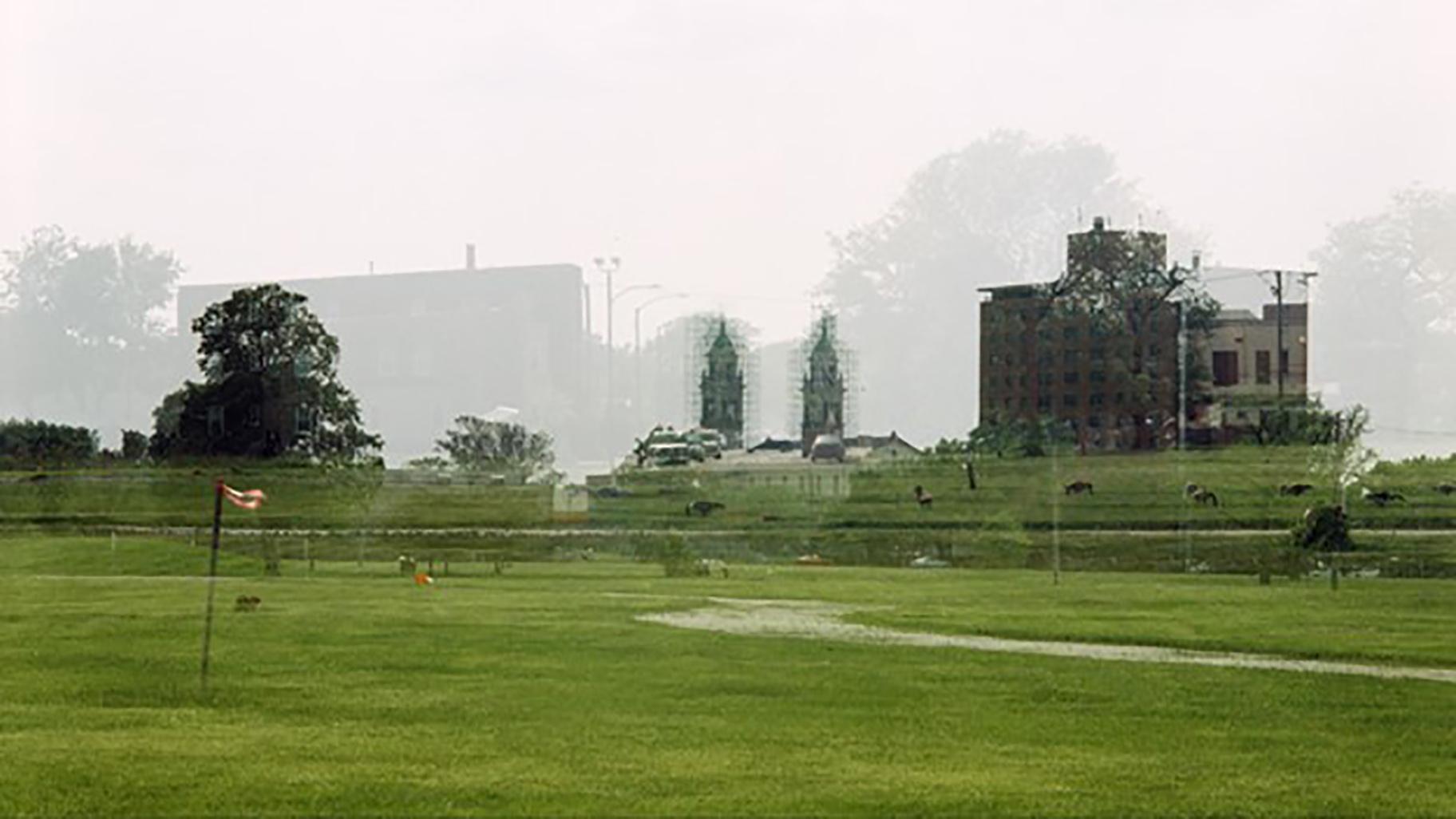 A double exposure of the former Abbott Homes site (Alexander Gouletas / special to ProPublica)