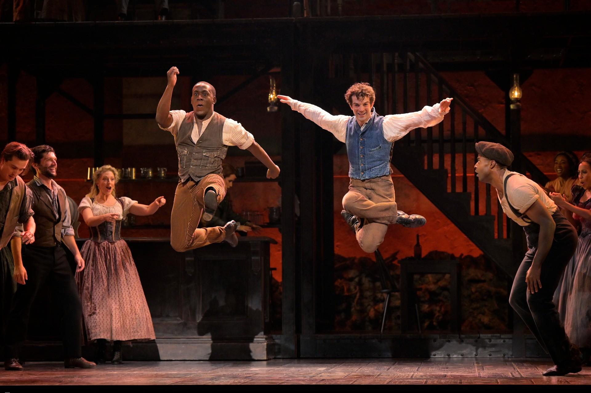 Sidney DuPont as Washington Henry, A.J. Shively as Owen Duignan and Ensemble in “Paradise Square” (© Kevin Berne)