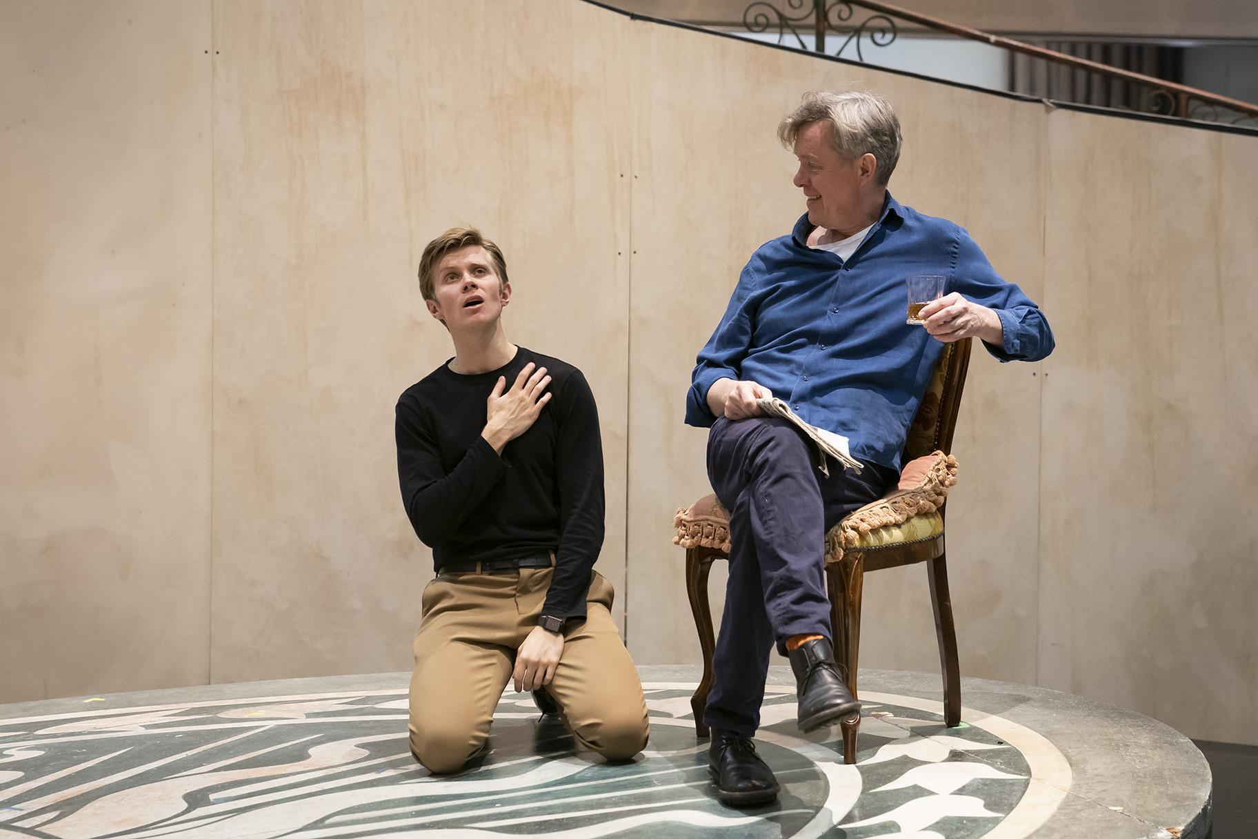 Rob Houchen and Alex Jennings in rehearsal for the Scenario Two production of “The Light in the Piazza” at Lyric Opera House. (Photo by Liz Lauren)