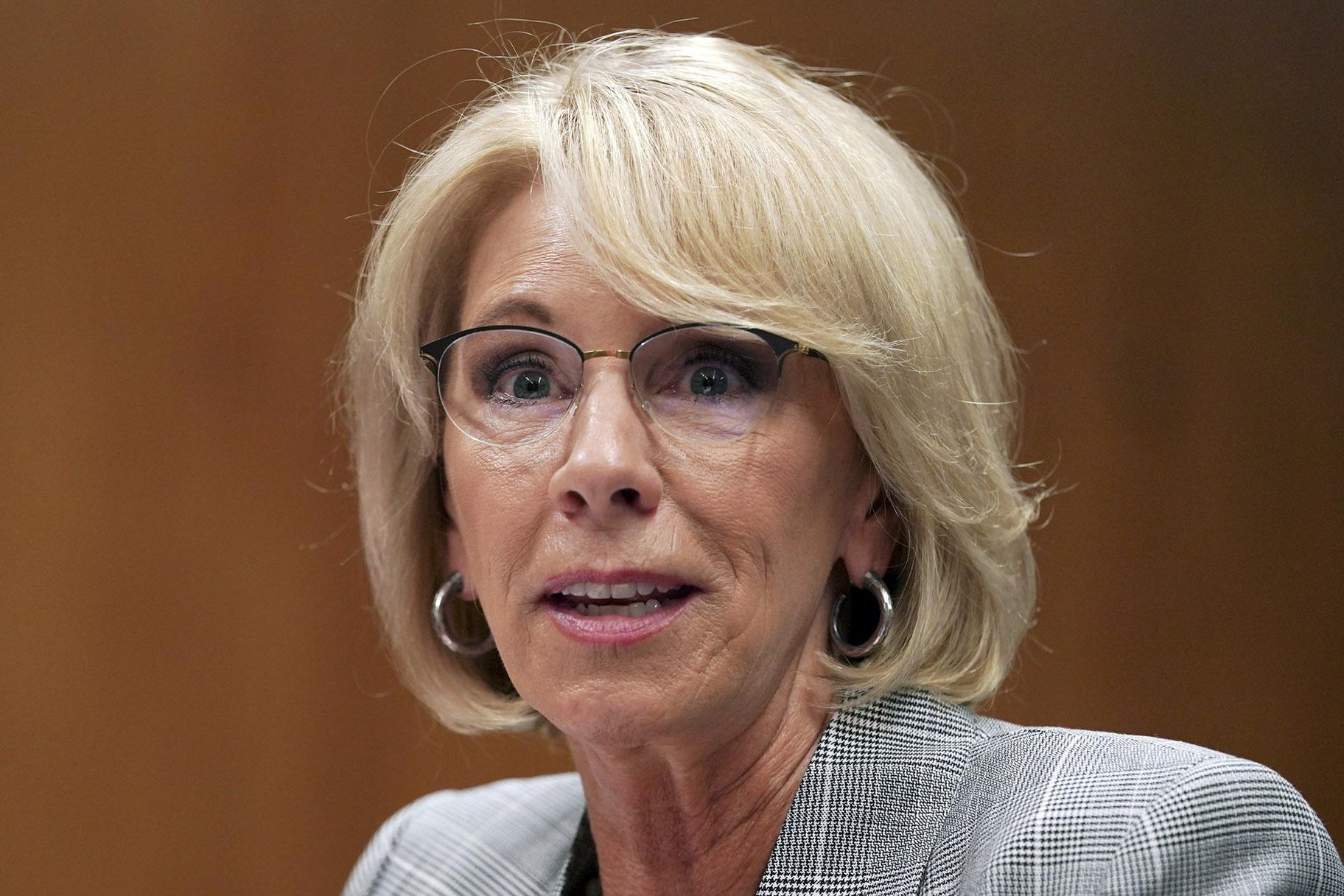 In this June 5, 2018, file photo, Education Secretary Betsy DeVos testifies during a Senate Subcommittee on Labor, Health and Human Services, Education, and Related Agencies Appropriations in Washington. (AP Photo / Carolyn Kaster, File)