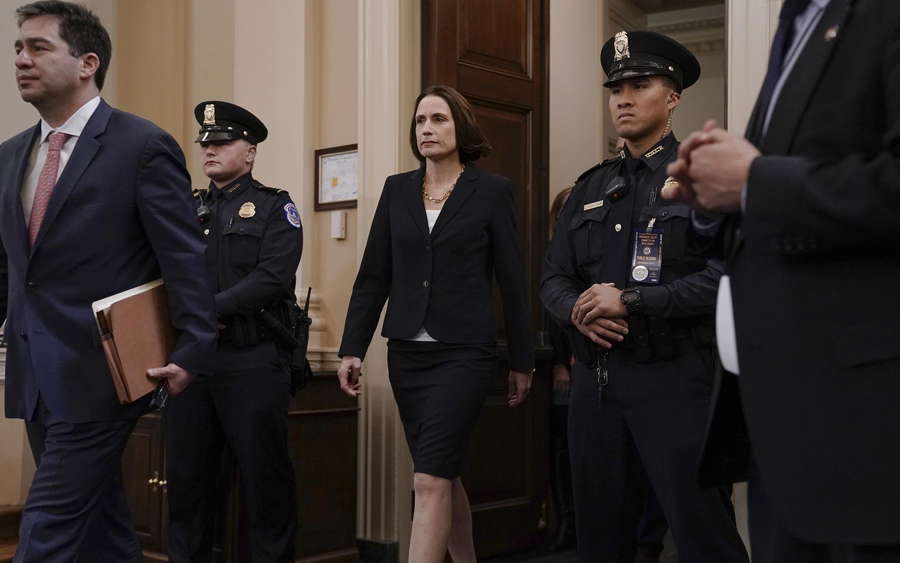  Former White House national security aide Fiona Hill returns from a break to testify before the House Intelligence Committee on Capitol Hill in Washington, Thursday, Nov. 21, 2019. (AP Photo / J. Scott Applewhite)