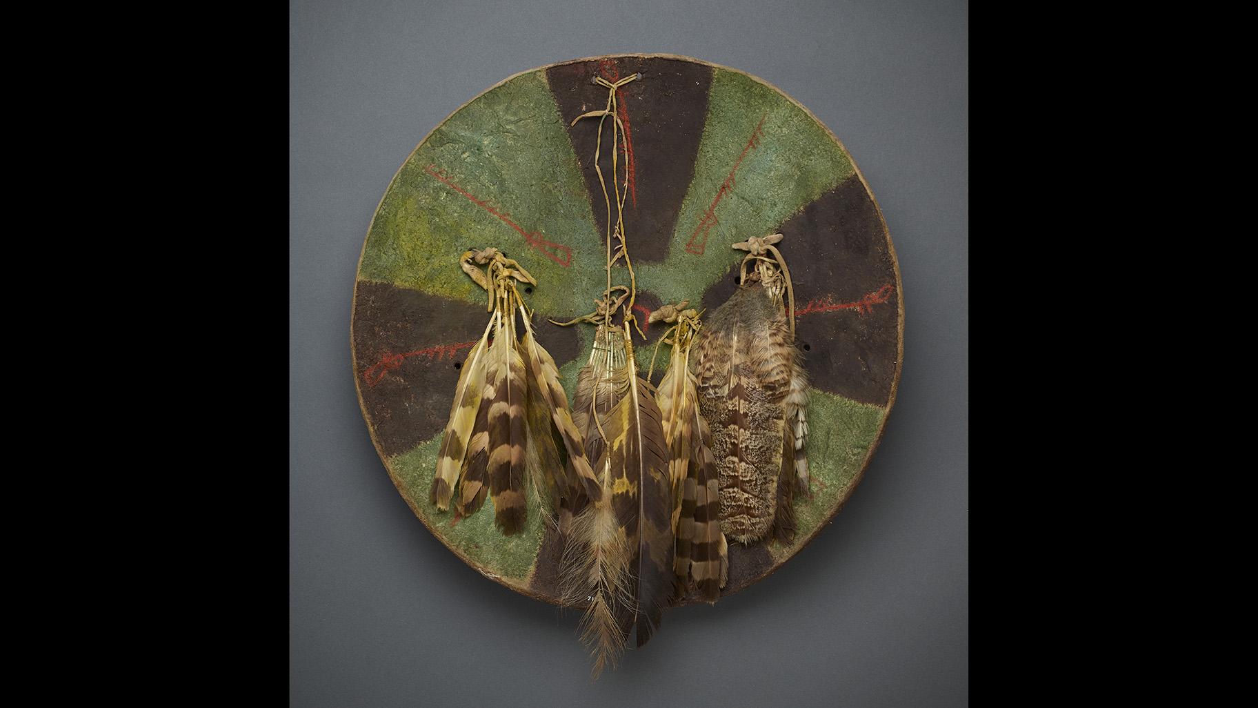 A war shield owned by Búakwaalaaxish, or Crazy Sister-In-Law (John Weinstein / Field Museum)