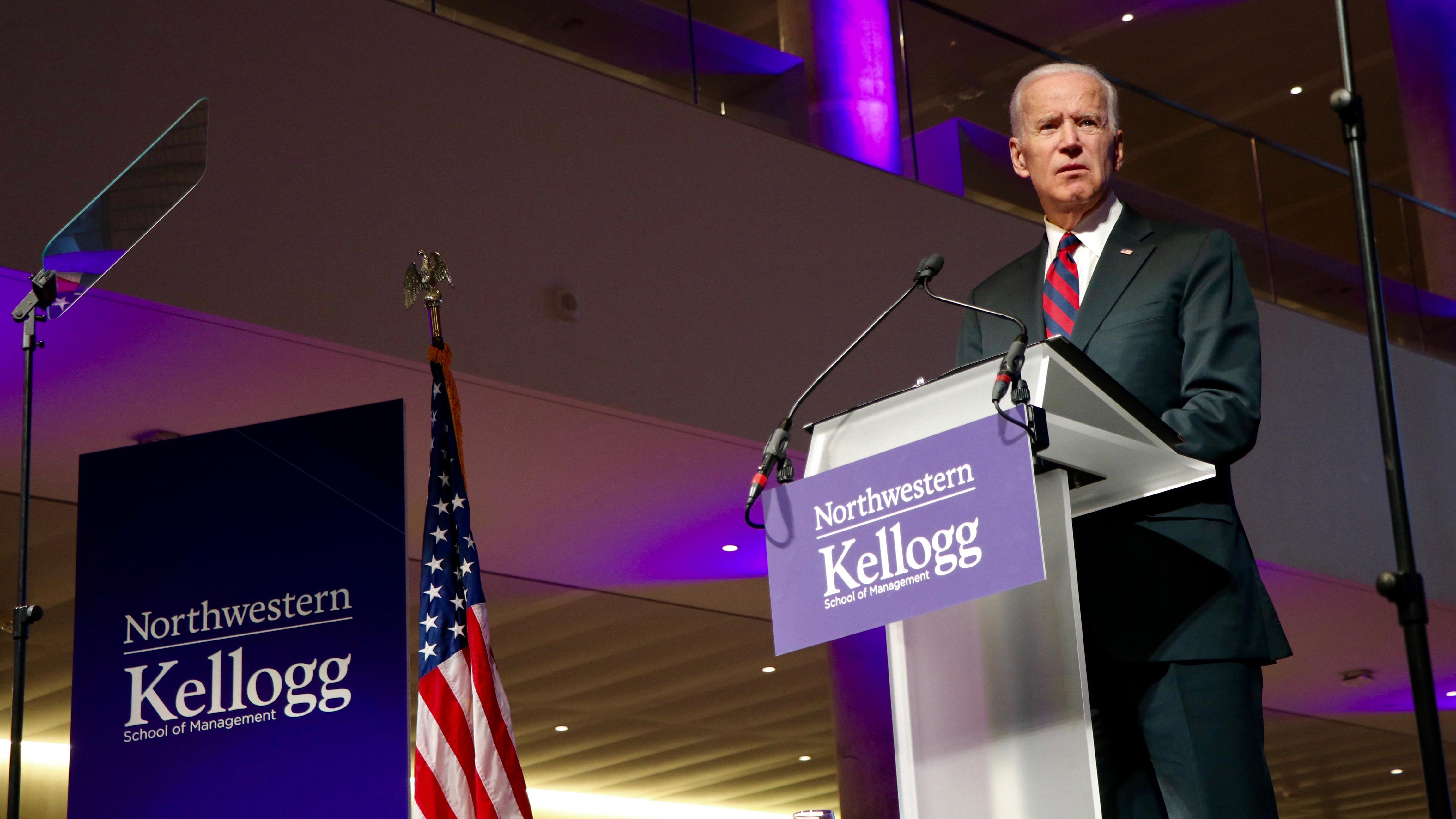 Biden touched on a range of issues Friday, including immigration, gender equality and education. (Evan Garcia / Chicago Tonight)