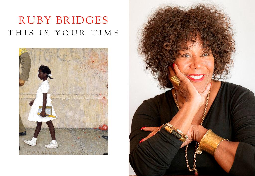 This combination photo shows the book cover for "This Is Your Time," left, and a portrait of the author Ruby Bridges. (Random House via AP)