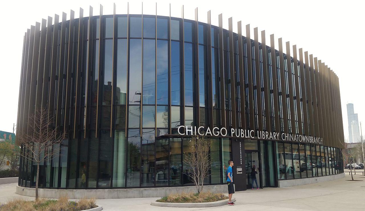 The Chicago Public Library’s revamped Chinatown branch opened last year with a feng shui-influenced interior design and expansive views of the city. A design competition for three new CPL branches kicks off next year. (Steven Kevil / Wikimedia Commons)