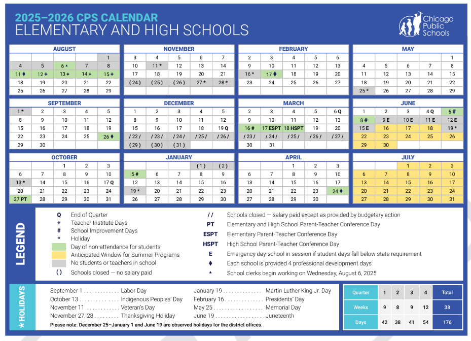 The proposed 2025-26 academic calendar. (Chicago Public Schools)