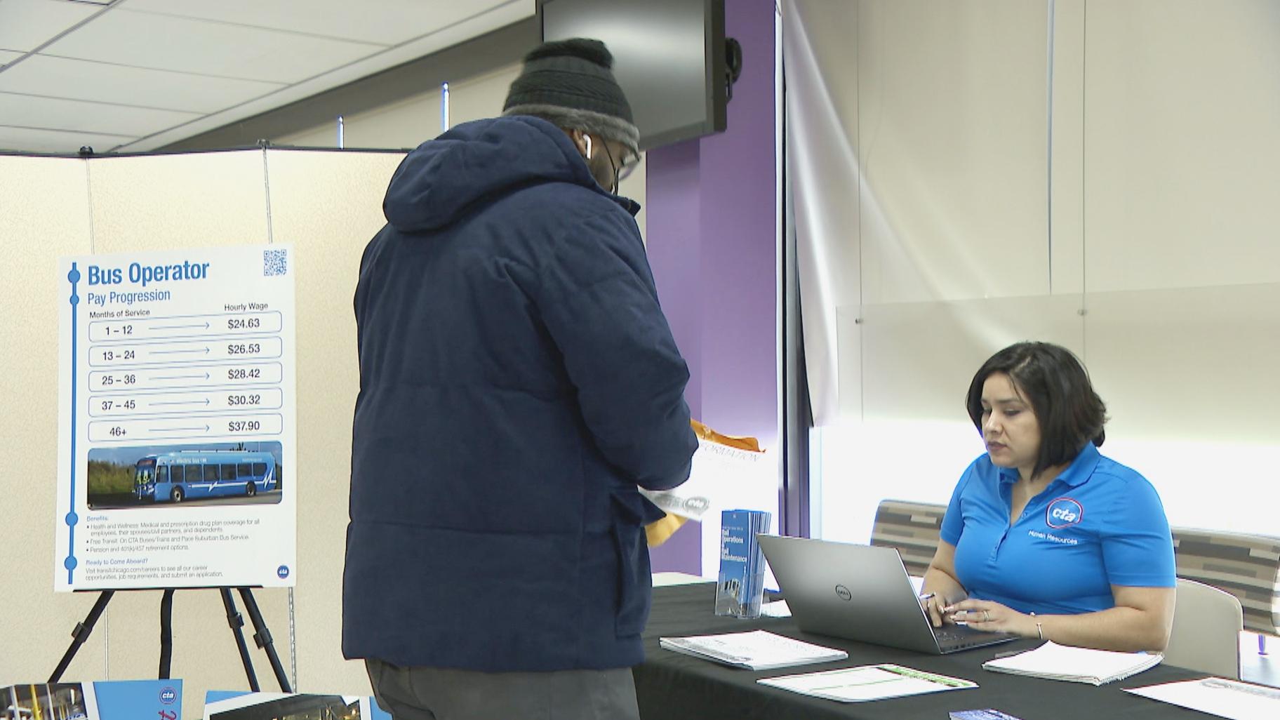 The Chicago Transit Authority holds a job event to recruit workers. (WTTW News)