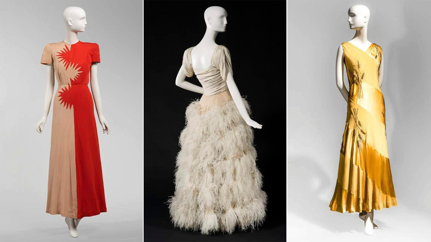 From left: Evening dress designs by Howard Greer; Jacques, Chicago; and Jenkins. (Courtesy Chicago History Museum)