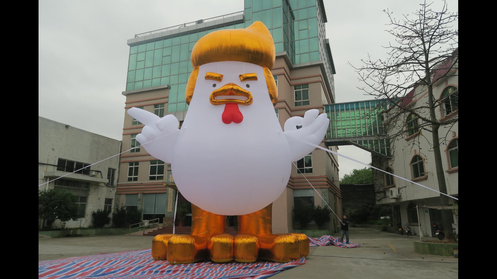 Protesters plan on bringing three inflatable chickens to Saturday’s march. The balloons are meant to resemble President Trump. (Courtesy of Taran Brar)