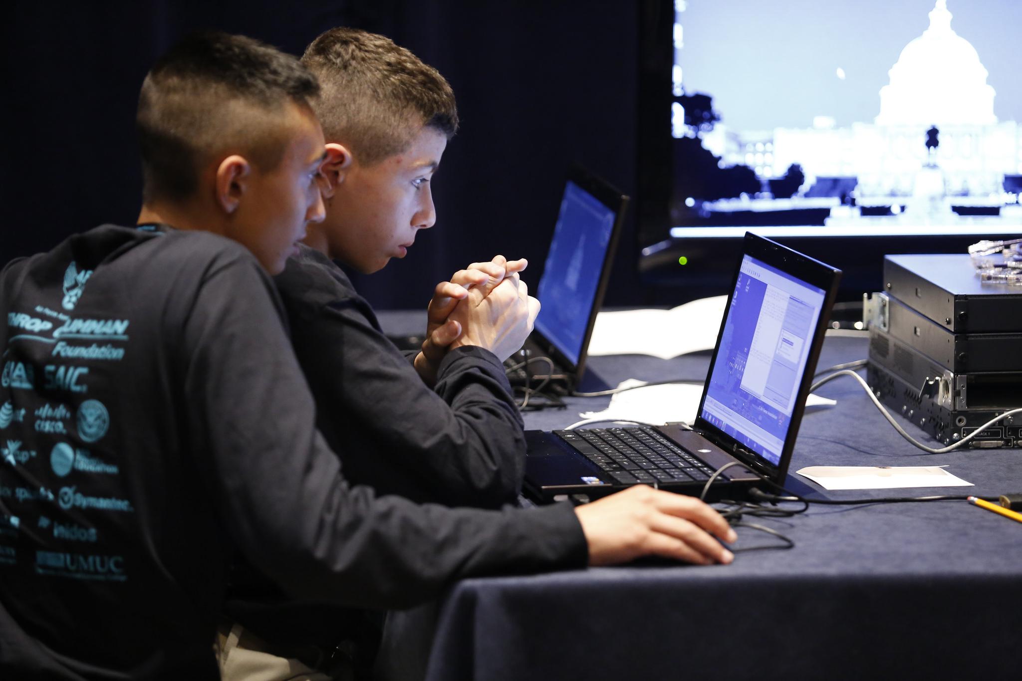 Students participate in the U.S. CyberPatriots competition, sponsored by the U.S. Air Force and Air Force Association. (U.S. Air Force)