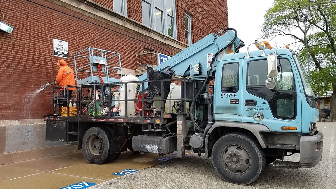Chicago's Department of Streets and Sanitation added eight trucks and three crews to its graffiti removal fleet. (Department of Streets and Sanitation)