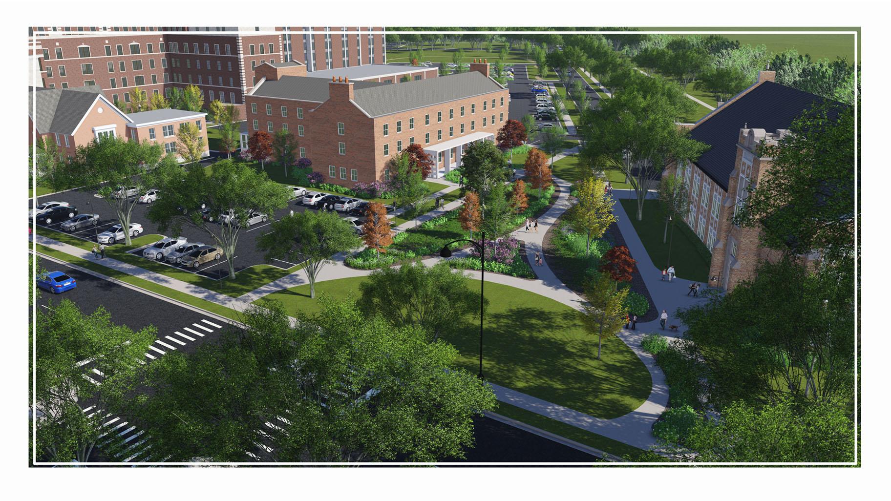 The former site of Copley Hospital in Aurora will include senior living residences, a medical facility and a school administrative building, as depicted in this rendering. (Credit Fox Valley Developers)