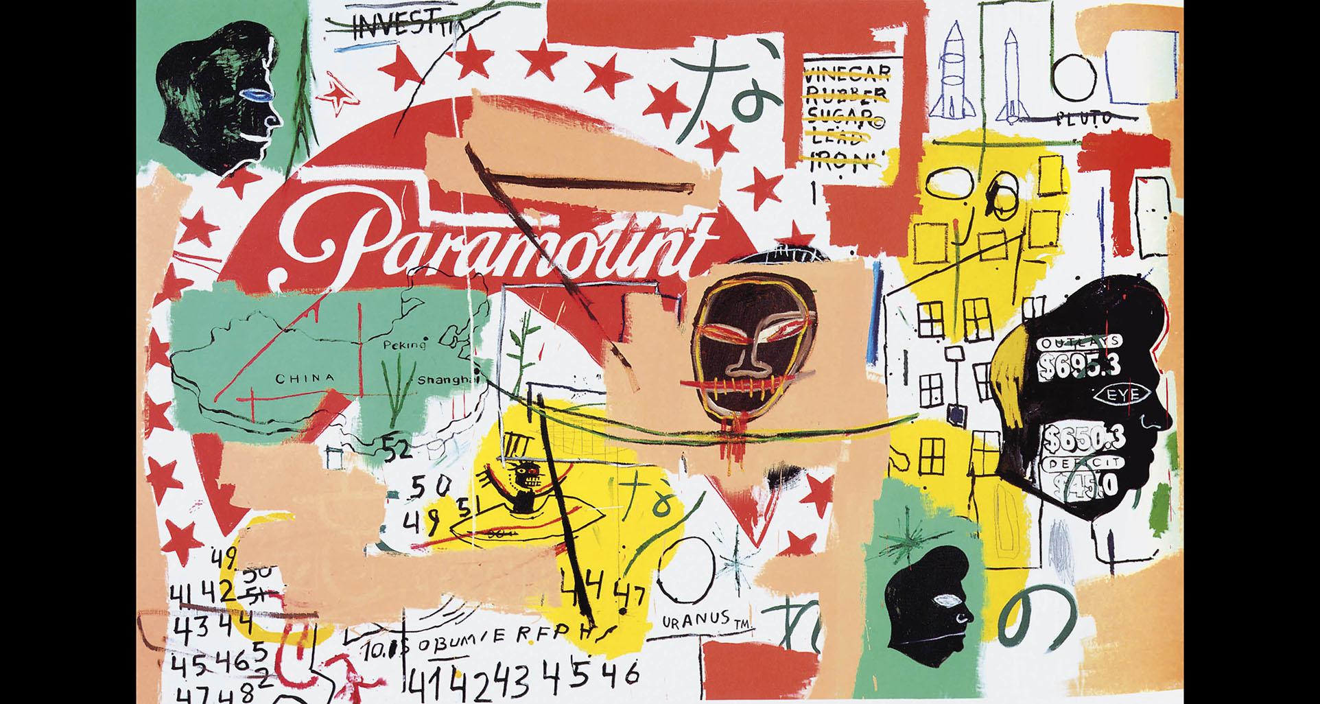 Andy Warhol, Jean-Michel Basquiat. “Paramount,” 1984–85. Private collection. © 2019 Jean-Michel Basquiat Estate. Licensed by Artestar, New York. © The Andy Warhol Foundation for the Visual Arts, Inc. / Artists Rights Society (ARS), New York.