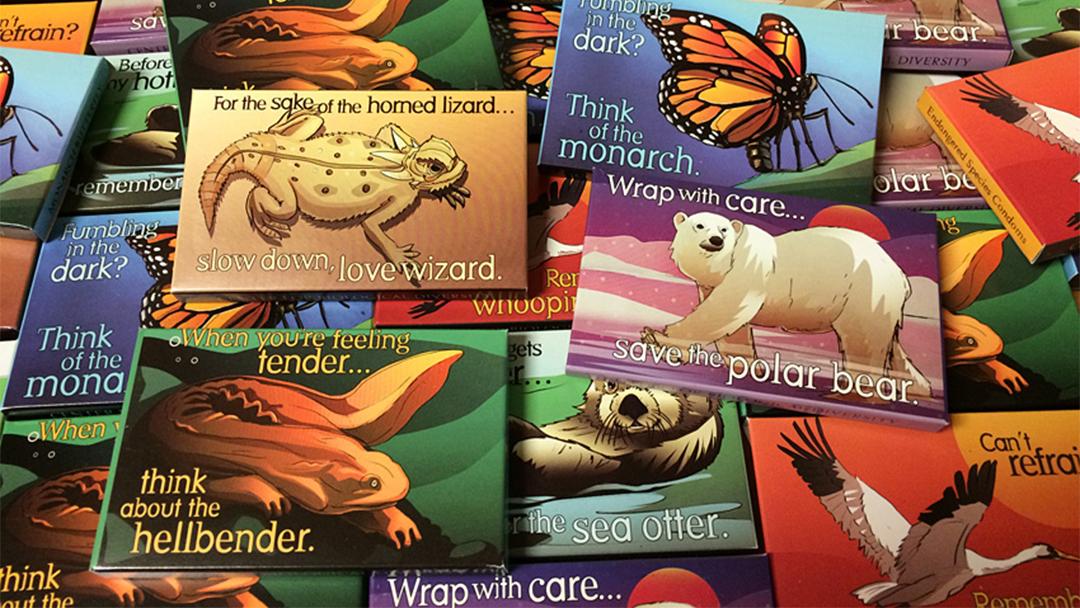 Lincoln Park Zoo will give away hundreds of condom packages with artwork of endangered species. (Center for Biological Diversity / Lori Lieber and Shawn DiCriscio © 2015)