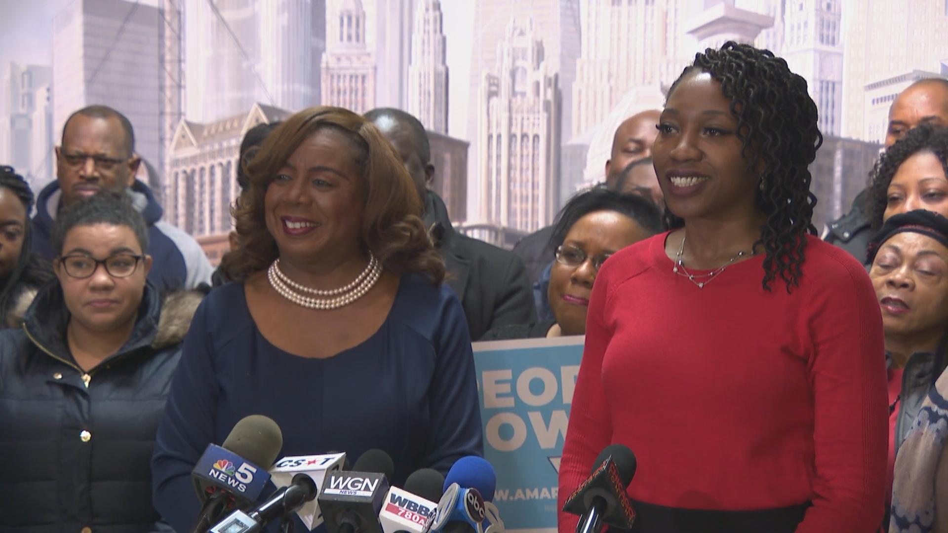Cook County Clerk Dorothy Brown announces her endorsement of Amara Enyia for Chicago mayor.