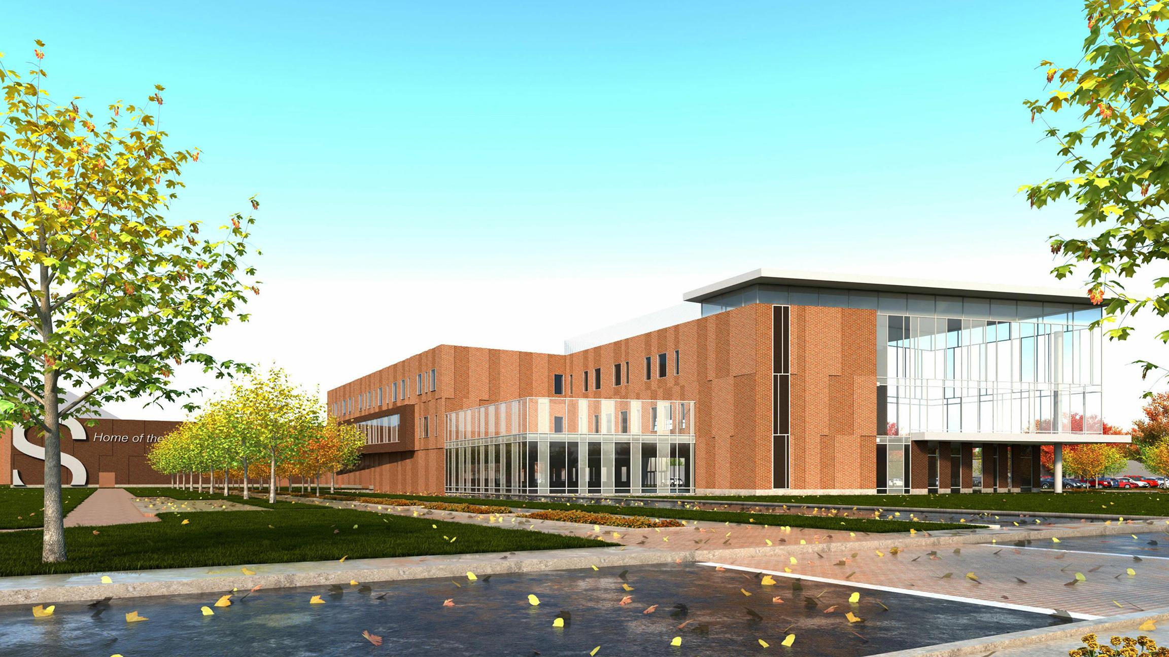 A rendering of the proposed new 1,200-student Englewood high school building. (Chicago Public Schools)