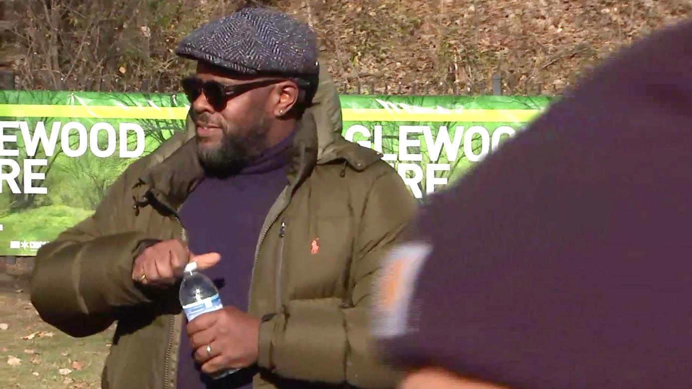 Anton Seals Jr., lead steward of Grow Greater Englewood, at a press conference celebrating a $20 million federal grant for the Englewood Nature Trail, Dec. 2, 2022. (City of Chicago livestream)