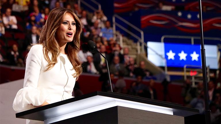 Melania Trump's speech on the first day of the Republican National Convention drew controversy. (Evan Garcia)