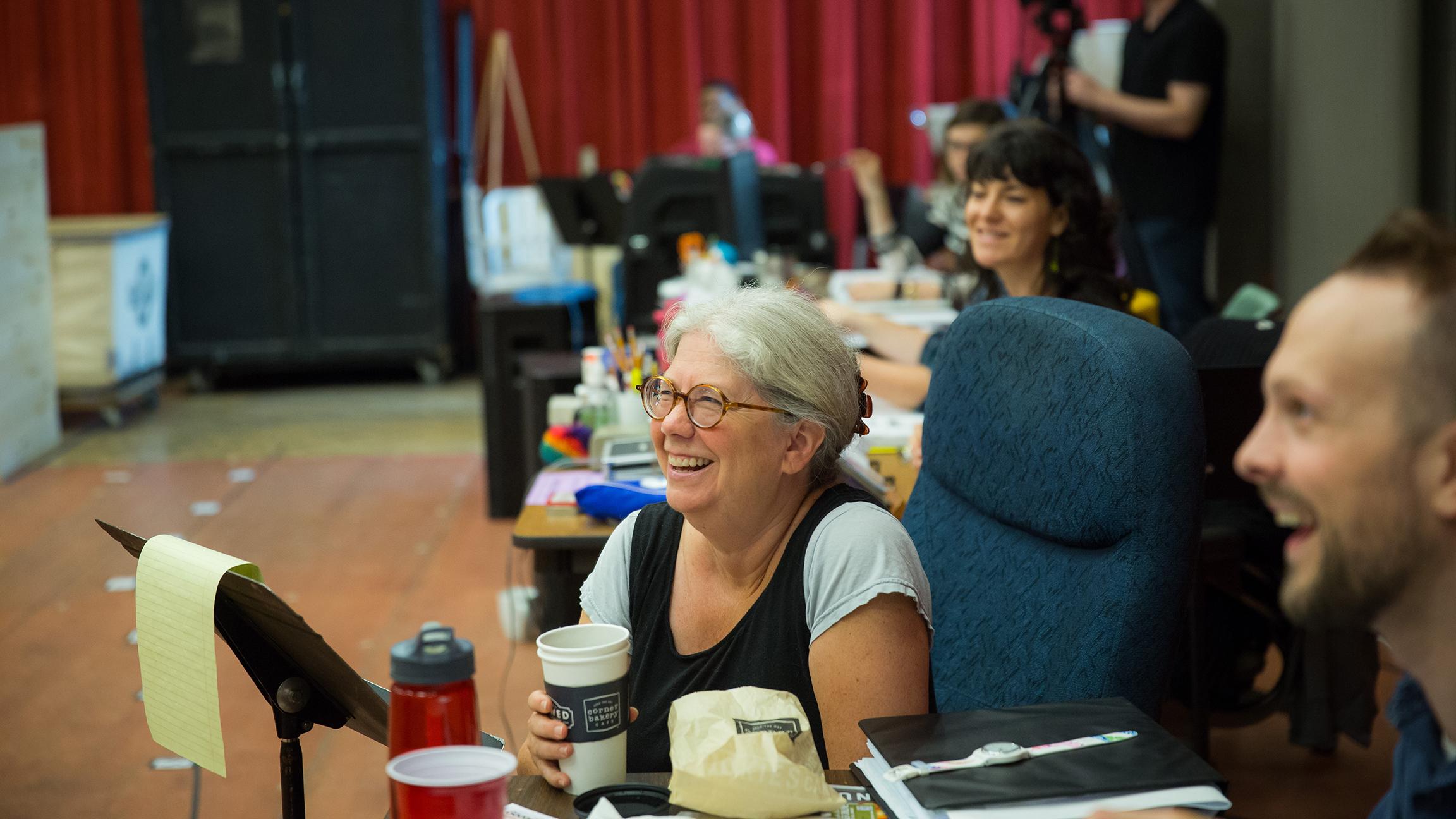Director Mary Zimmerman leads a rehearsal for “Wonderful Town,” on stage at Goodman Theatre Sept. 10 through Oct. 16, 2016. (Liz Lauren / Goodman Theatre)