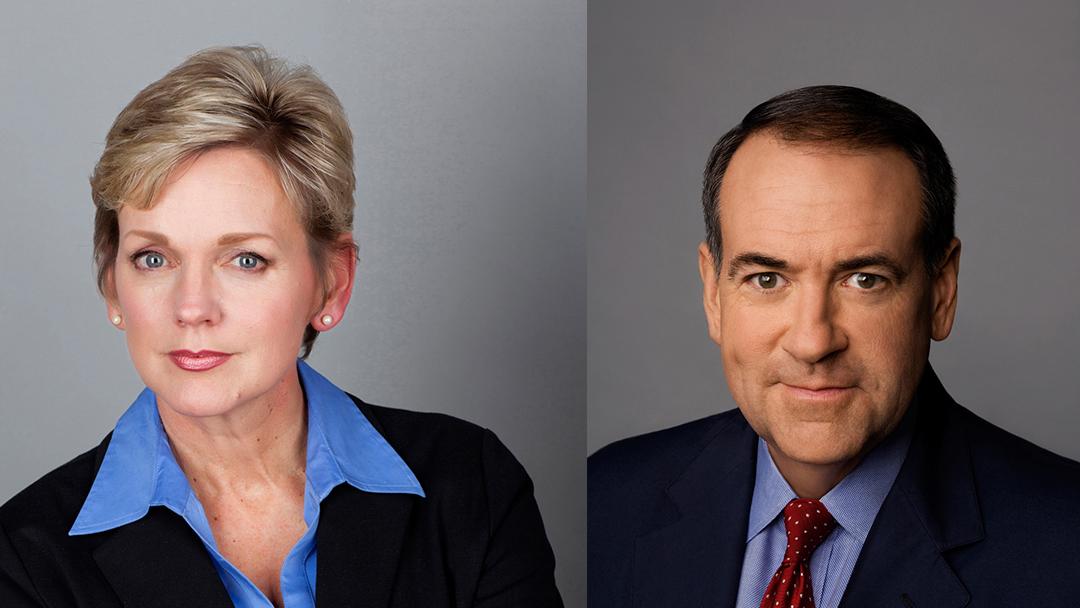 Former Govs. Jennifer Granholm (D-MI) and Mike Huckabee (R-AR) (Courtesy of Spertus Institute for Jewish Learning and Leadership)