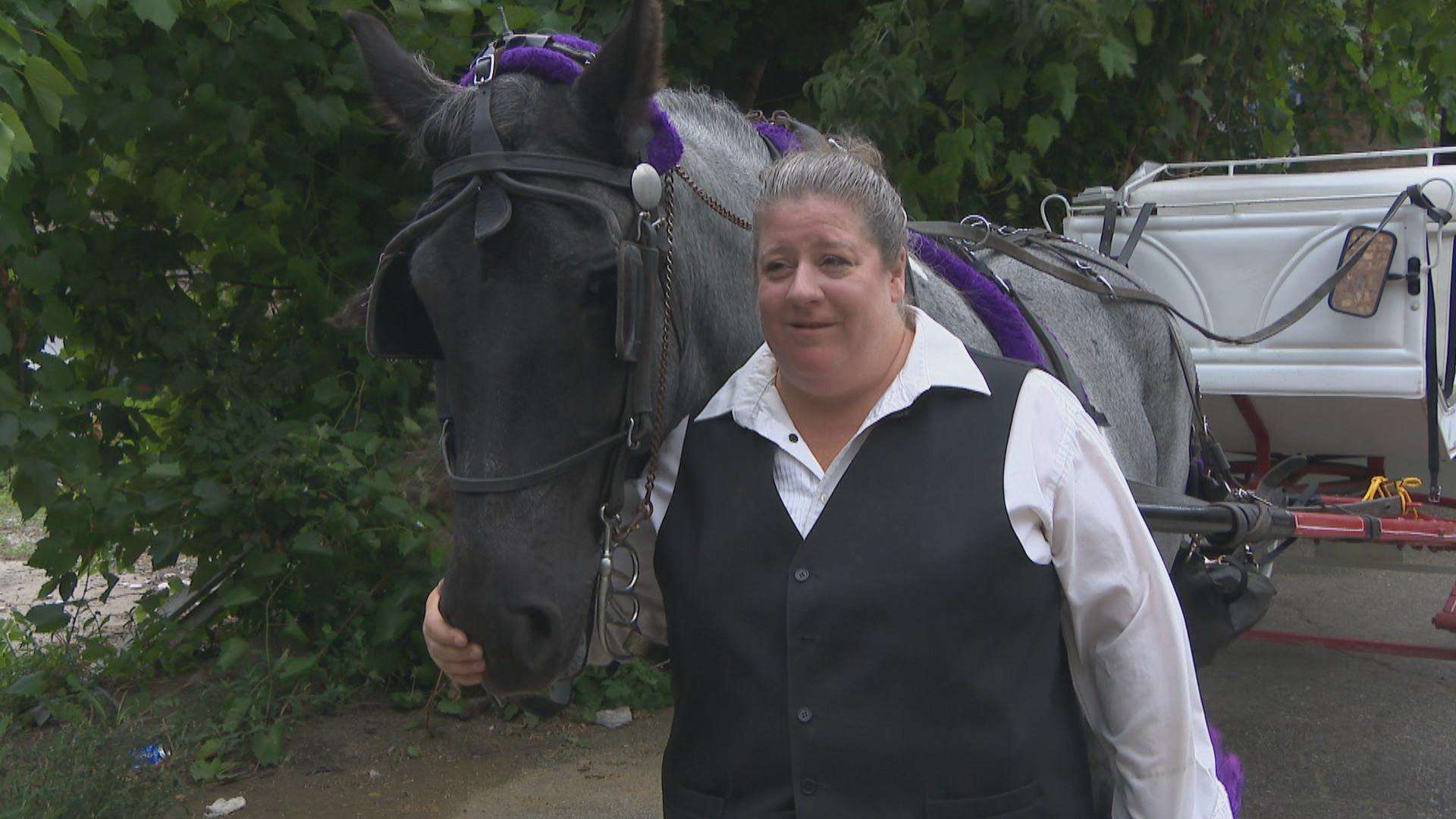 Cathy McFadden works for Antique Coach & Carriage in Chicago. She’s operated horse-drawn carriages for 35 years.