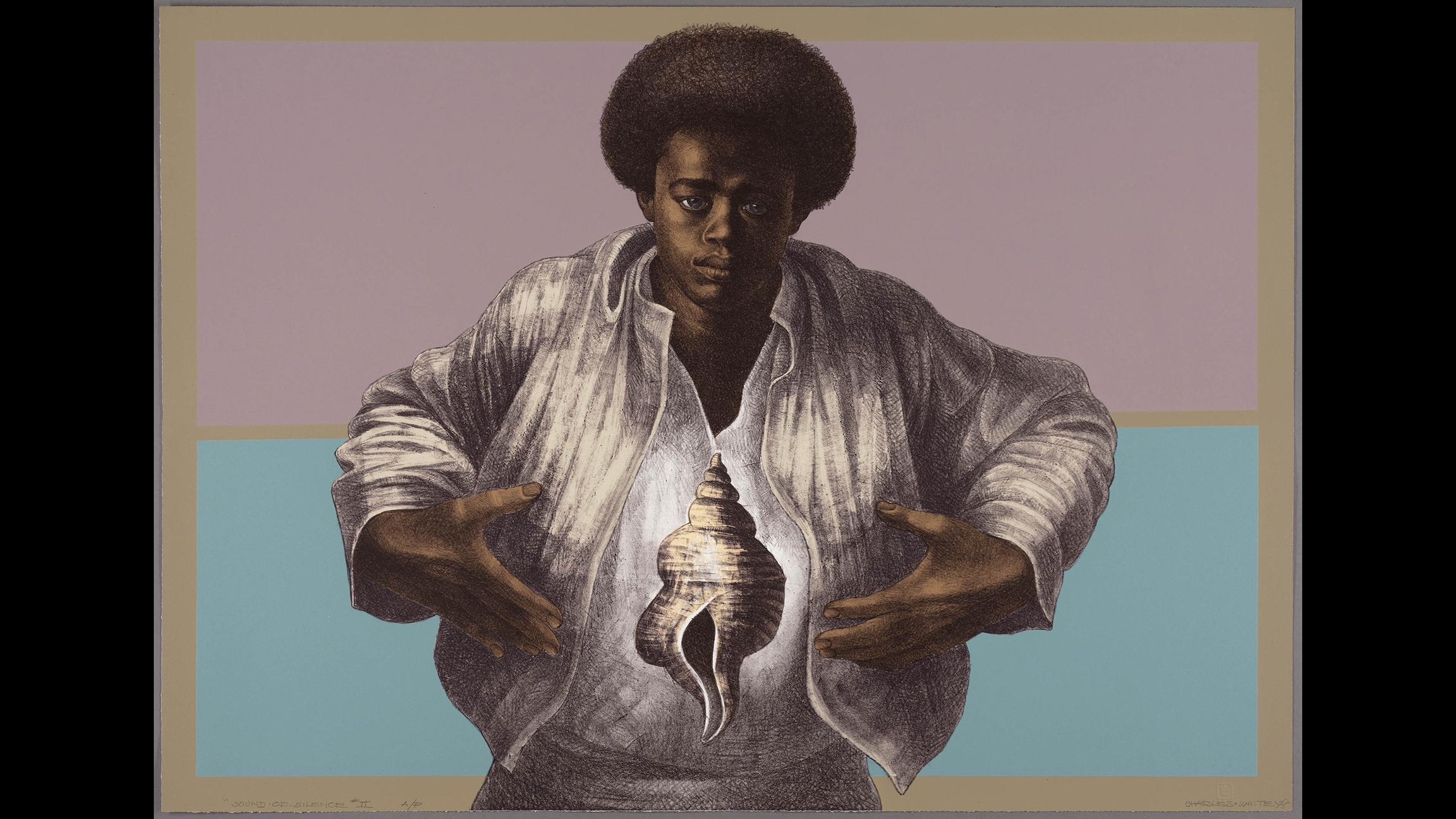 Charles White, printed by David Panosh, published by Hand Graphics, Ltd. “Sound of Silence,” 1978. The Art Institute of Chicago, Margaret Fisher Fund. (© The Charles White Archives Inc.)
