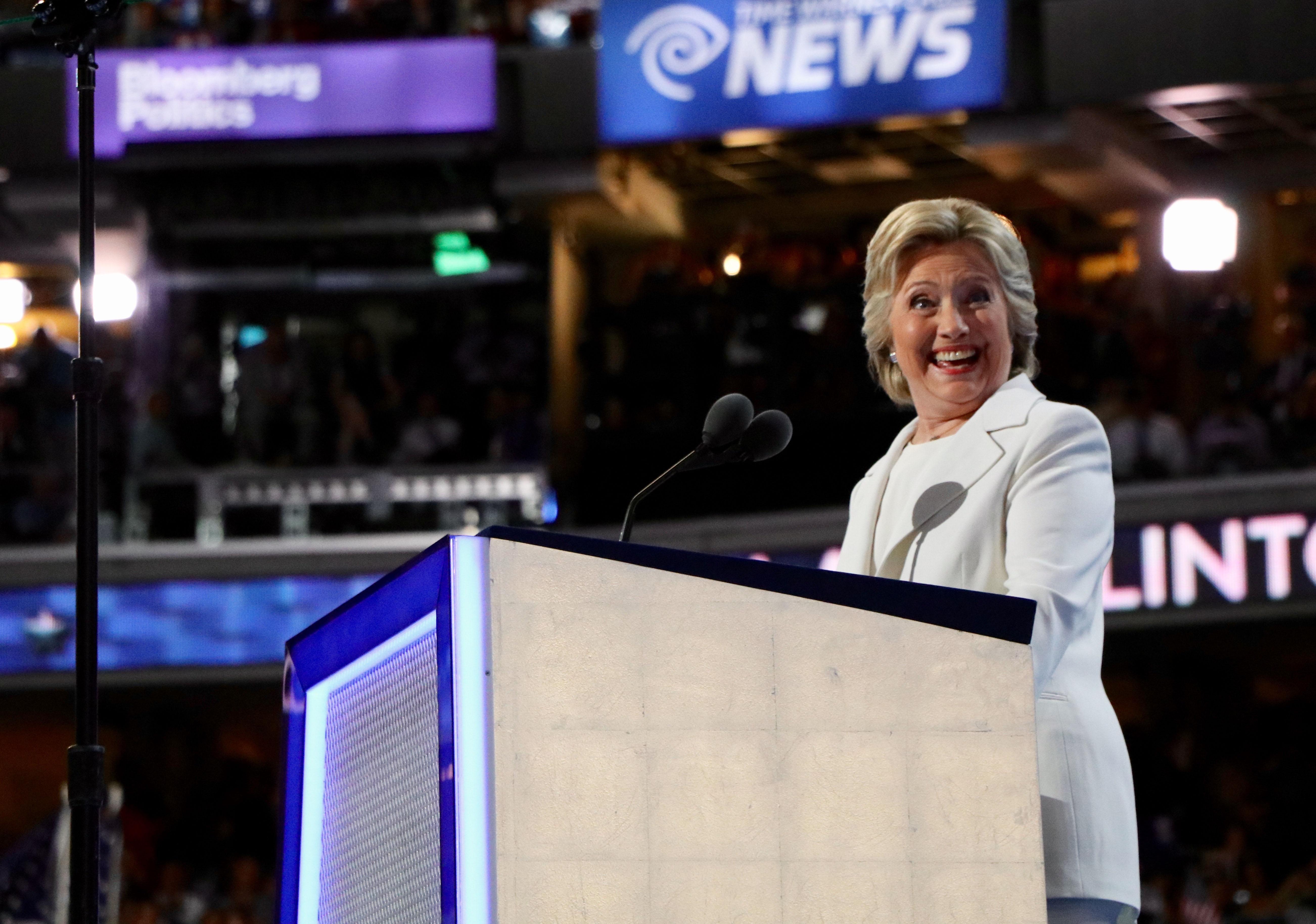 Democratic presidential nominee Hillary Clinton formally accepts her party’s nomination on the final night of the Democratic National Convention. (Evan Garcia / Chicago Tonight)