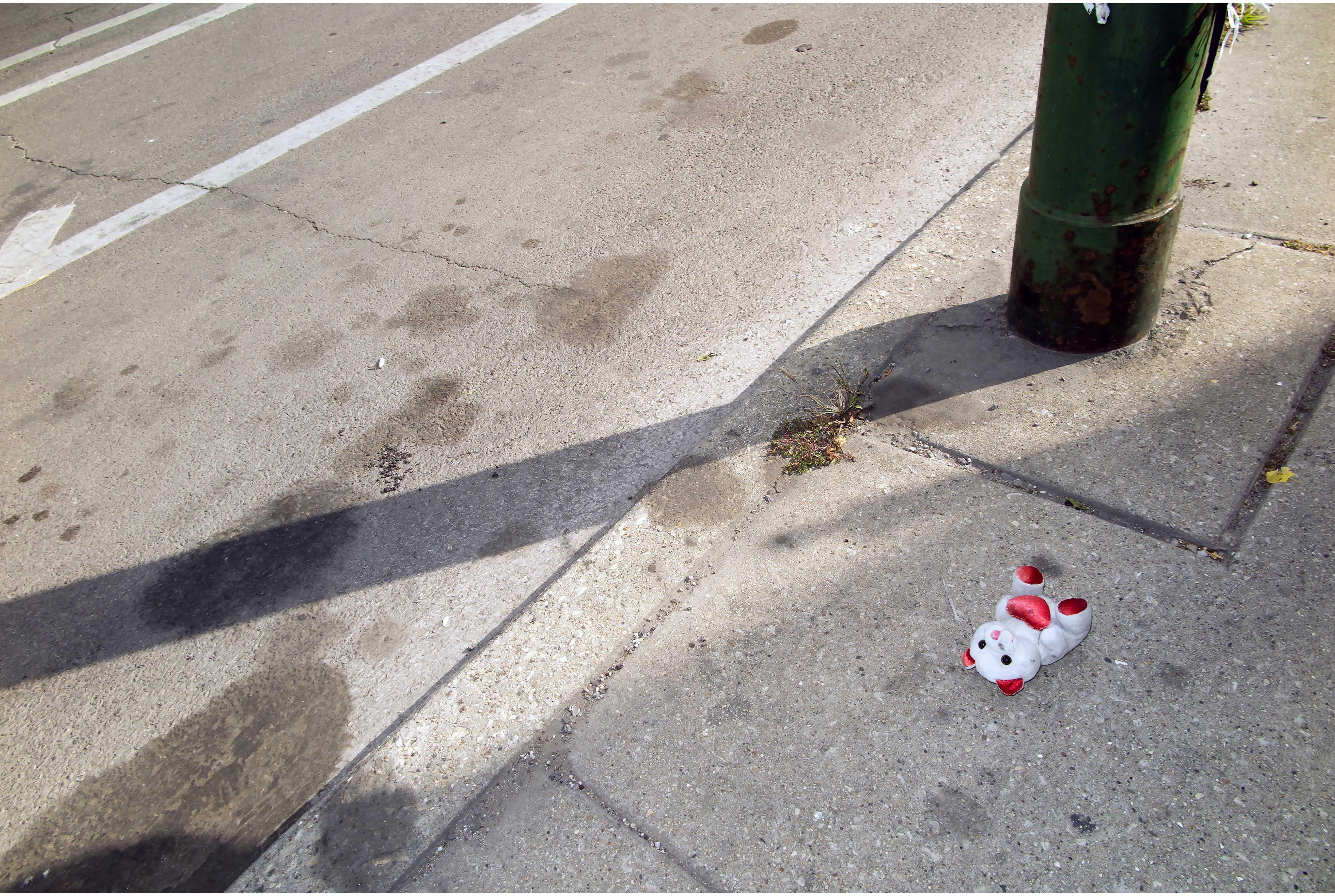 A teddy bear placed at the memorial for a man killed in West Englewood. (Courtesy of Thomas Ferrella) 