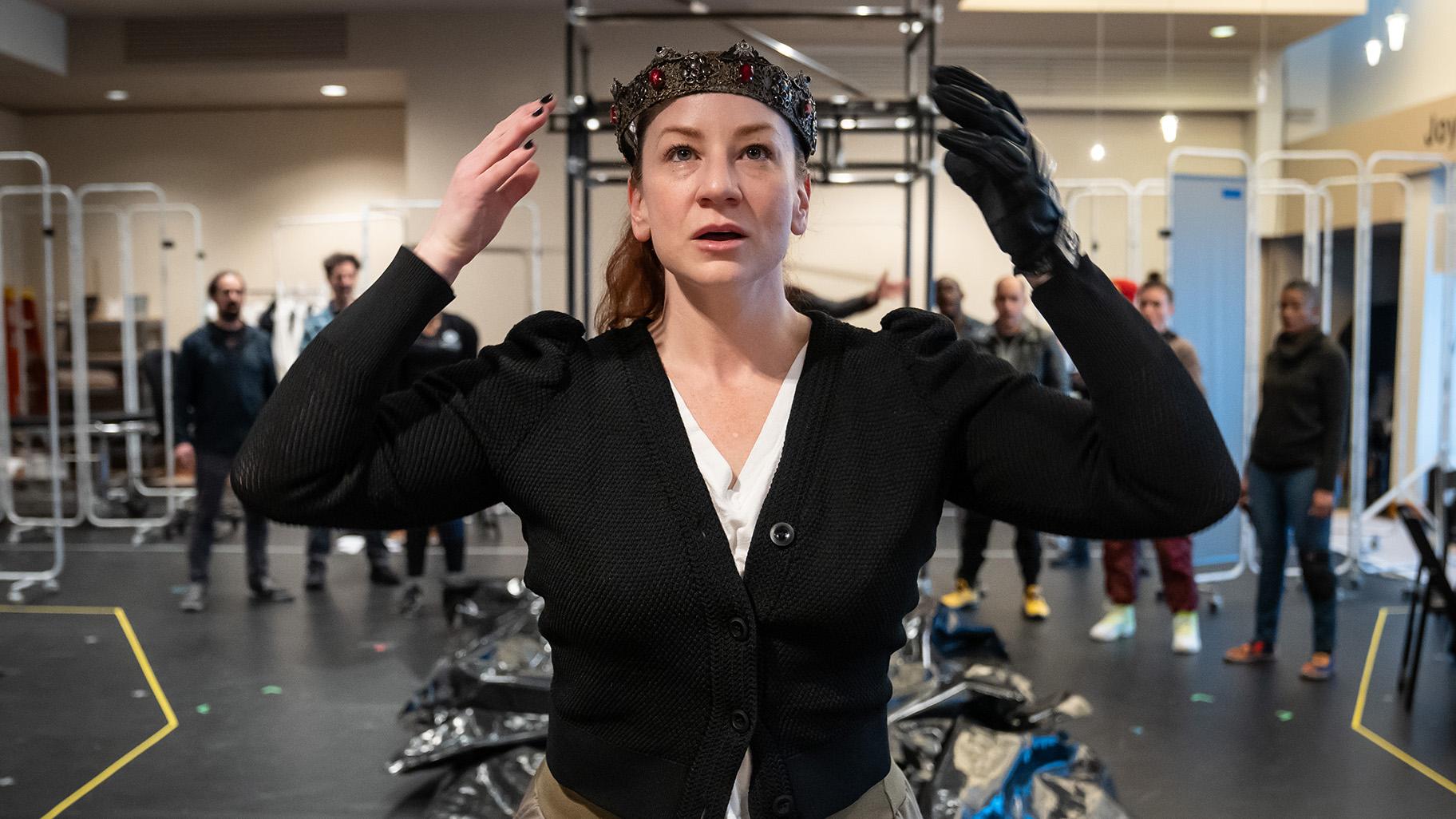 Katy Sullivan, pictured during a rehearsal, stars in a production of “Richard III” at Chicago Shakespeare Theater. (Credit: Liz Lauren)
