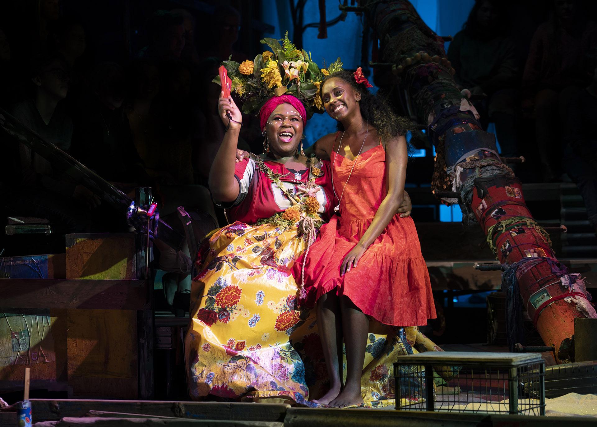Kyle Ramar Freeman (left) as Asaka and Courtnee Carter as Ti Moune in the North American Tour of “Once On This Island.” (Photo by Joan Marcus / 2019)