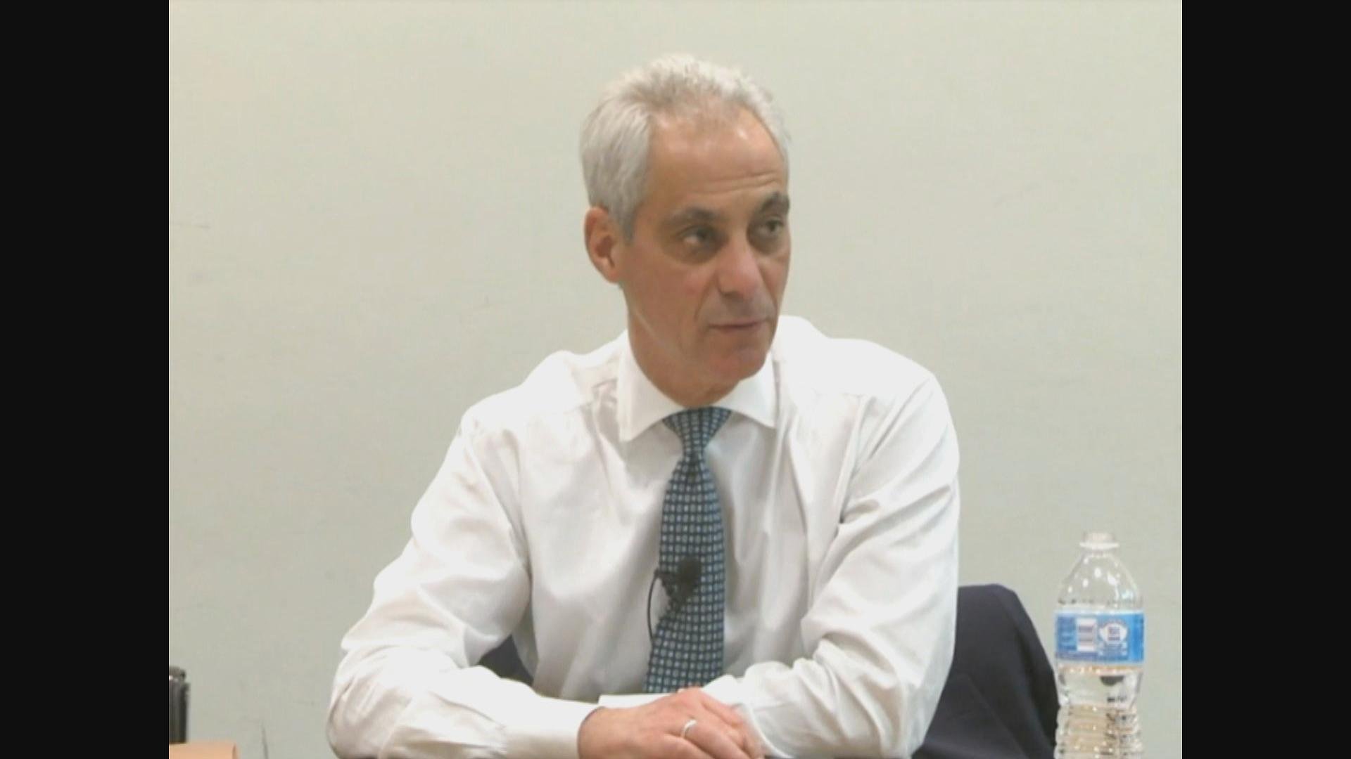 Mayor Rahm Emanuel is deposed in March as part of an investigation into the 2015 shooting death of West Side teen Quintonio LeGrier and his neighbor Bettie Jones by a Chicago police officer. (Courtesy City of Chicago) 
