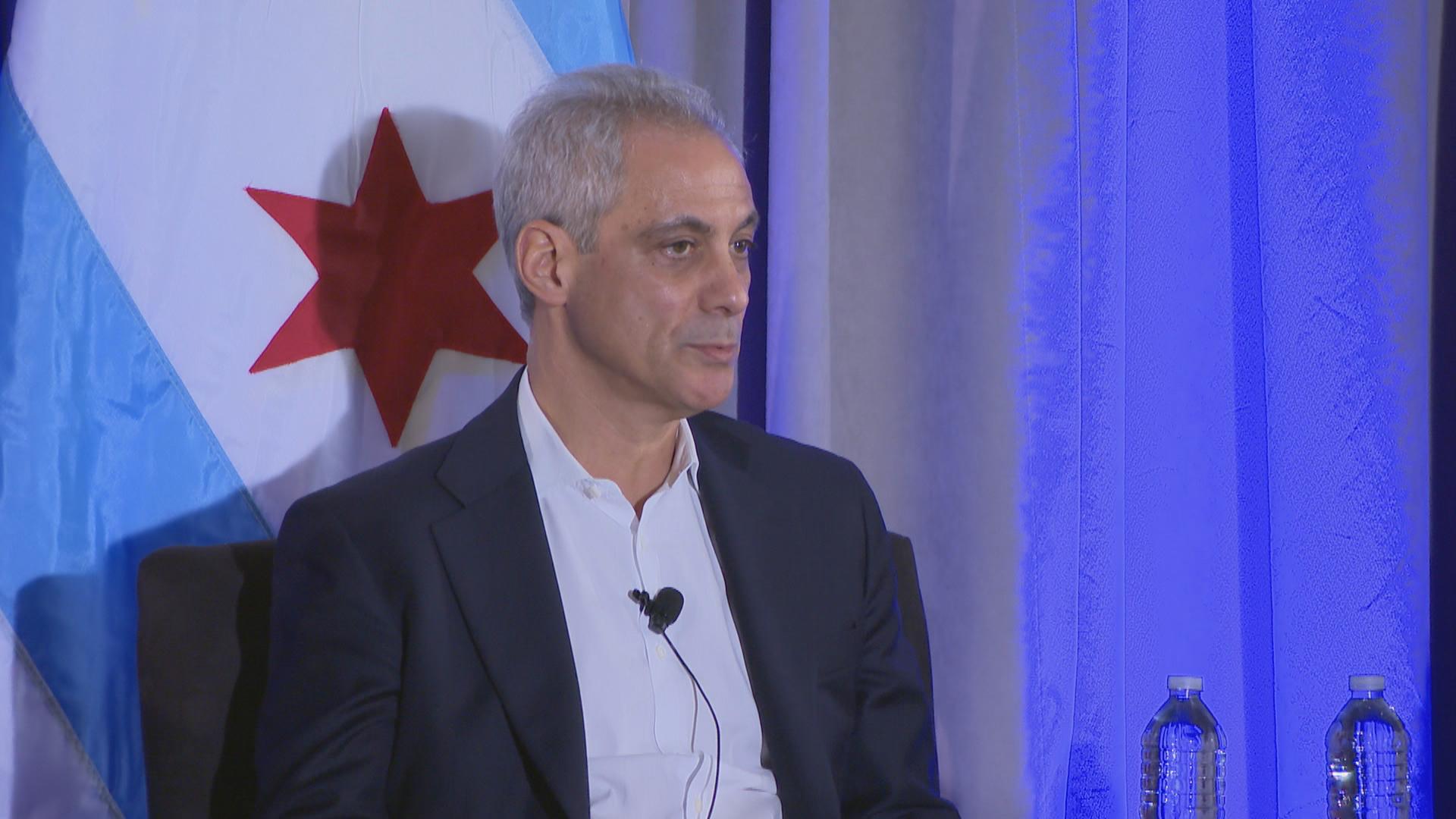 Mayor Rahm Emanuel speaks Thursday at the Chicago Cultural Center, where Chicago Public Schools was recognized as one of the College Board’s AP Districts of the Year. (Chicago Tonight)