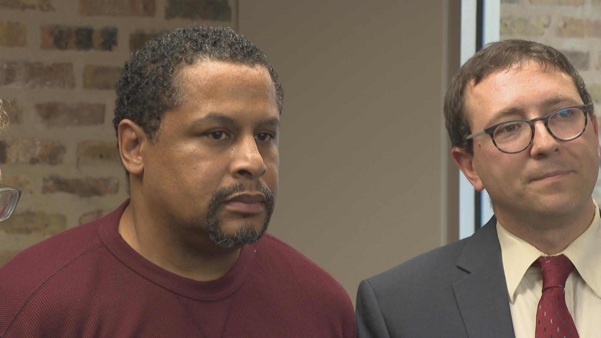 Nevest Coleman, left, stands with his attorney, Russell Ainsworth. (Chicago Tonight)