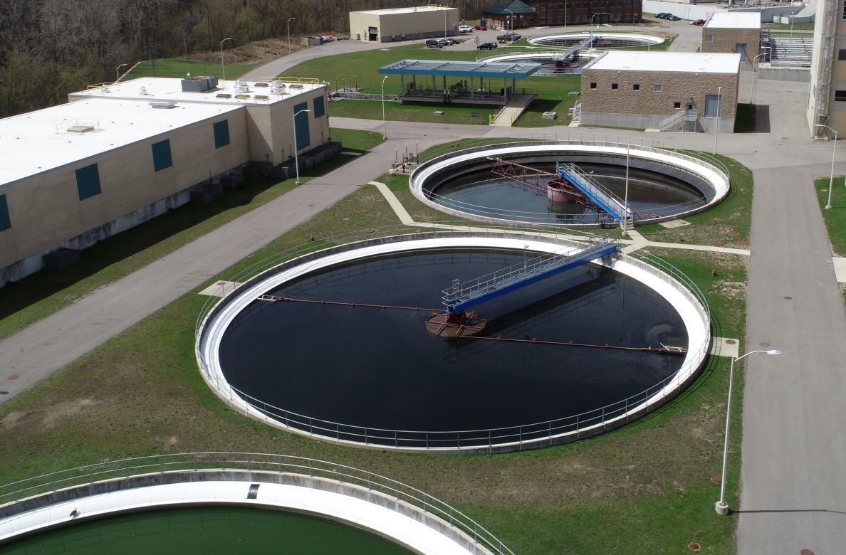 A wastewater treatment plant in Ann Arbor, Michigan. Public wastewater treatment plants and drinking water systems in the Great Lakes region were not designed to treat PFAS, according to the report. (Southeast Michigan Council of Governments / National Wildlife Federation) 