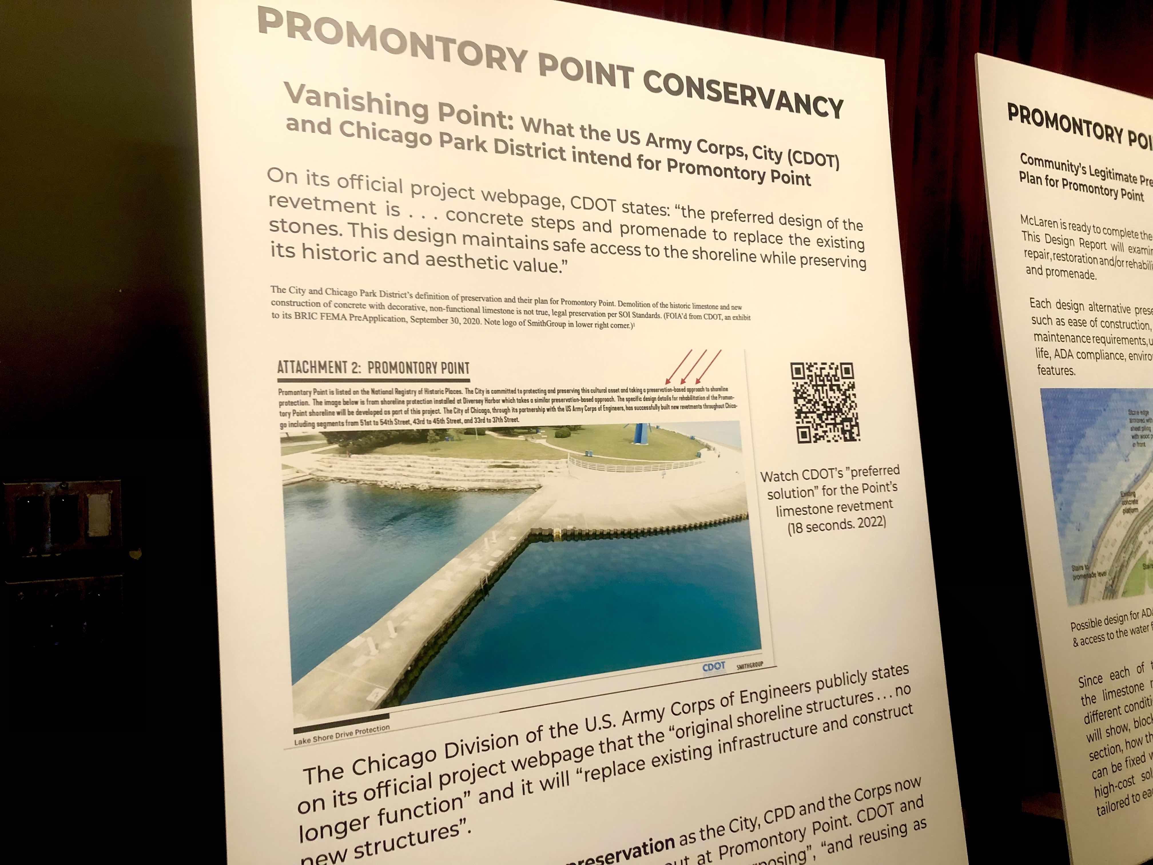 A photo shared by Promontory Point Conservancy as CDOT’s plan for the Point is actually an image of Diversey Harbor, CDOT told WTTW News. “The concrete in the photo is not relevant to what is currently being considered for Promontory Point, as it is not the intent of the City to construct a concrete revetment at the Point,” said a CDOT spokesperson. (Patty Wetli / WTTW News)