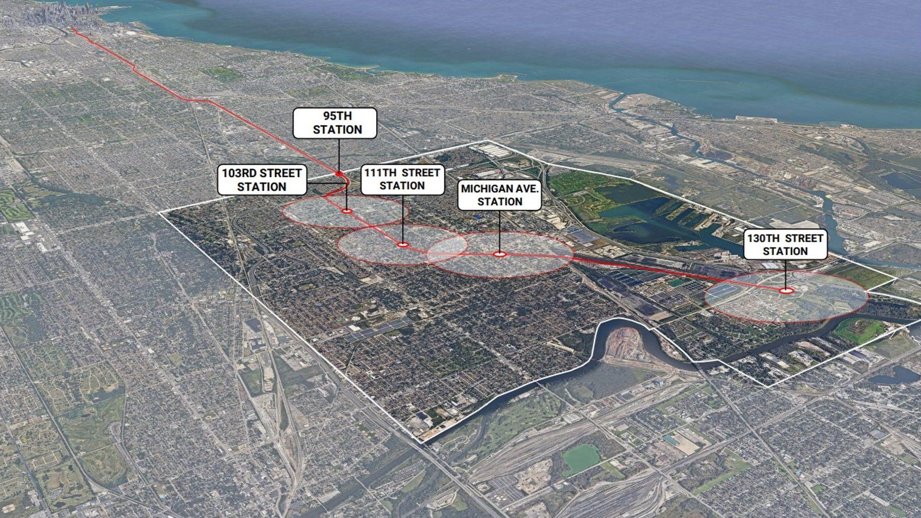 A graphic of proposed Red Line extension stations. (CTA)