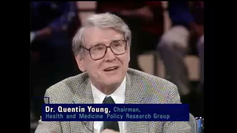 Dr. Quentin Young appeared in a health care forum on WTTW in 1994.