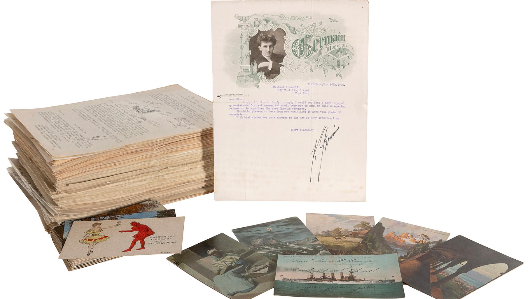 Lifelong correspondence from magician Germain the Wizard that spills trade secrets is set to be auctioned off. (Credit: Potter & Potter Auctions)
