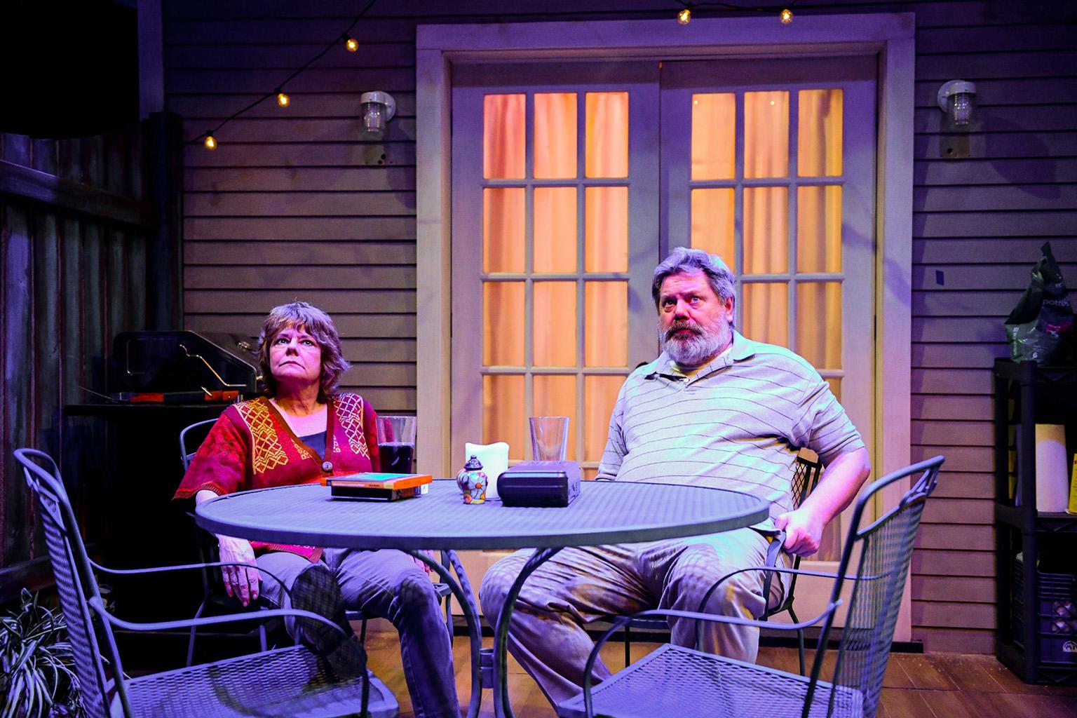 Linda Reiter and H.B. Ward in Shattered Globe Theatre and Theater Wit’s Chicago premiere of “The Realistic Joneses.” (Photo by Evan Hanover)