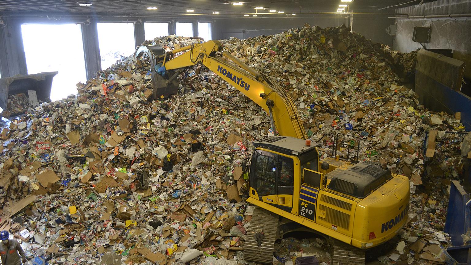 About 400 tons of recycling are processed every day at Lakeshore's facility in Forest View. (Alex Ruppenthal / Chicago Tonight)