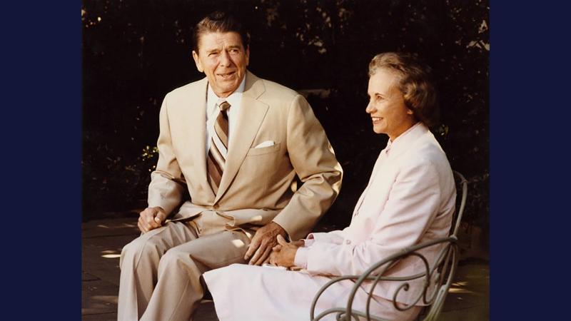 President Ronald Reagan and Sandra Day O'Connor.